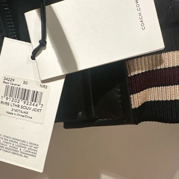 Coach Reversible Leather Souvenir Jacket Black Camel Size 50 L NWT - Picture 6 of 7